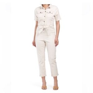 Avec Les Filles Cream Denim Jumpsuit Anthropologie NWT size 26